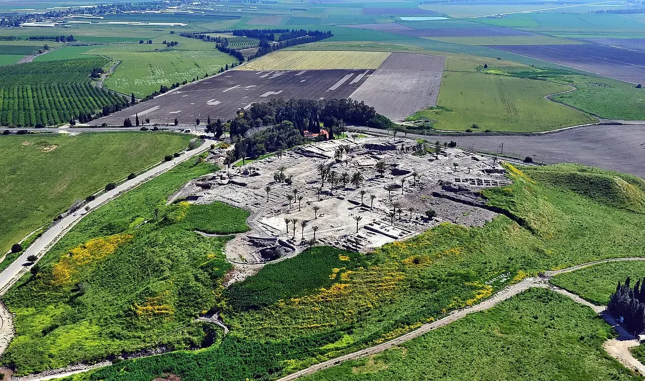 View over Tel Megiddo in northern Israel, site of the Battle of Megiddo in the 15th century BC.