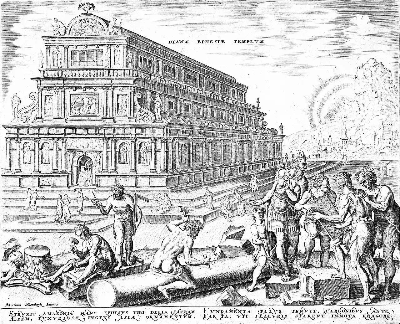 Philips Galle engraving of the Temple of Artemis at Ephesus, 1572