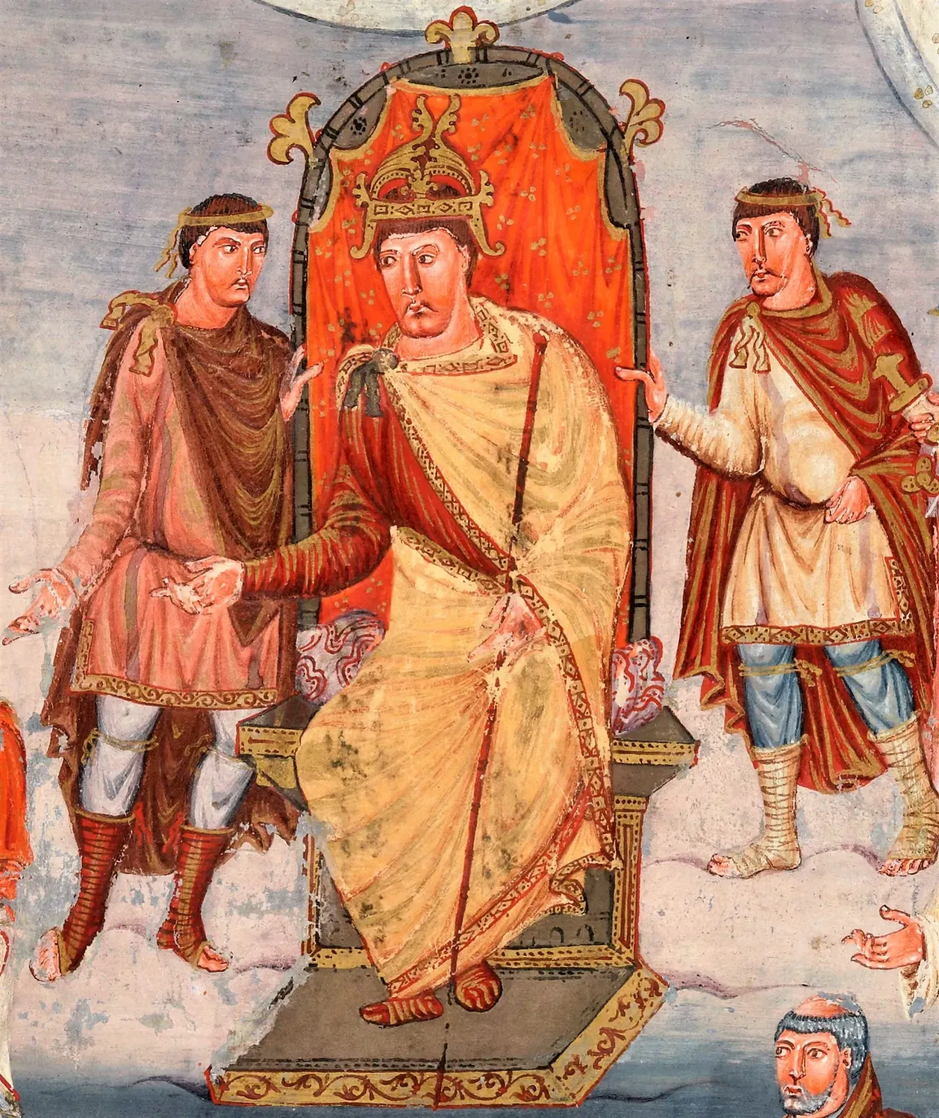 Charles the Bald receiving a Bible, from the Vivien Bible (9th century)