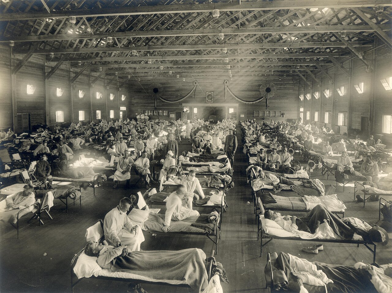 Emergency hospital during the influenza epidemic at Camp Funston, Kansas, 1918