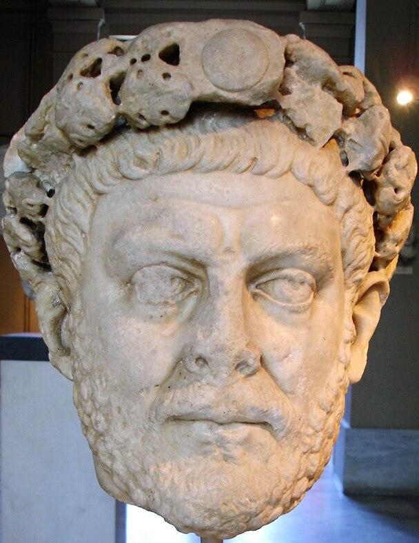 Marble portrait of Emperor Diocletian, founder of Rome's diarchy.
