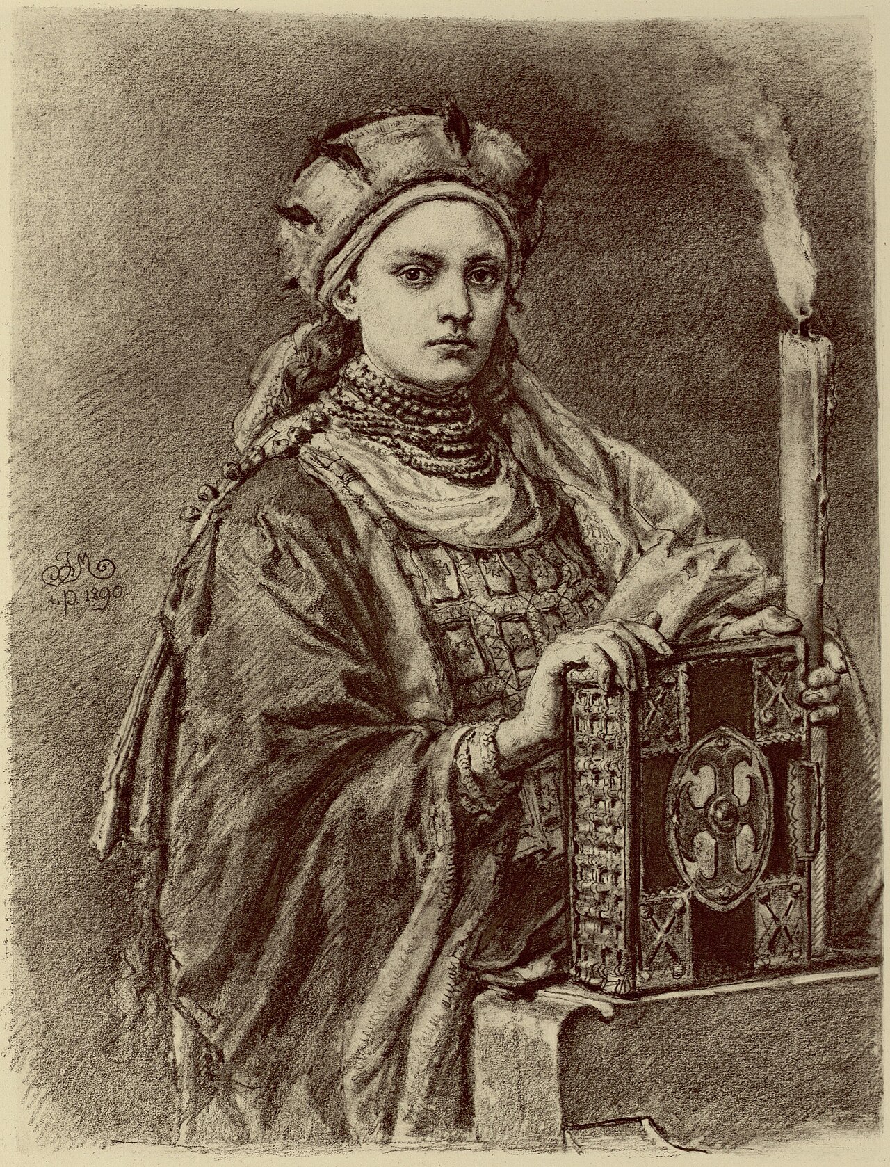 Statue of Doubravka of Bohemia, Mieszko I's Christian wife, whose marriage preceded his baptism in 966.