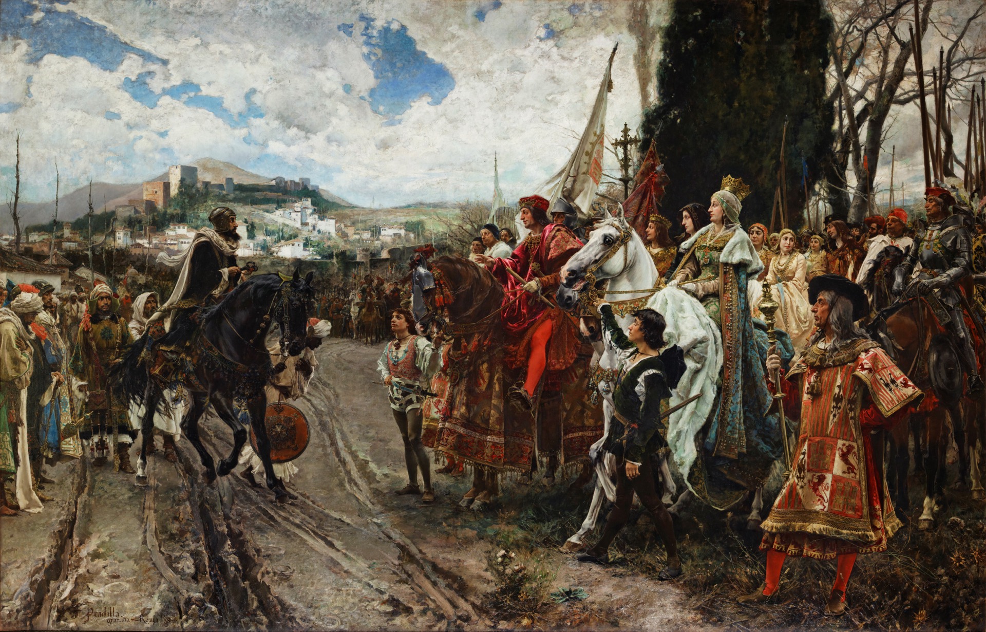 The Surrender of Granada, by Francisco Pradilla Ortiz, 1882 — Boabdil surrenders the city to Ferdinand and Isabella